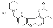 1-Piperidineacetamide, N-(4,8-dimethyl-2-oxo-2H-furo(2,3-h)-1-benzopyr an-9-yl)-, hydrochloride 구조식 이미지