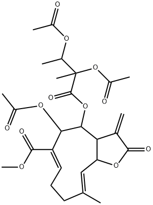 5-Acetoxy-4-(2,3-diacetoxy-2-methyl-1-oxobutoxy)-2,3,3a,4,5,8,9,11a-octahydro-10-methyl-3-methylene-2-oxocyclodeca[b]furan-6-carboxylic acid methyl ester Structure