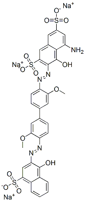 2,7-나프탈렌디술폰산,5-아미노-4-히드록시-3-[[4'-[(1-히드록시-4-술포-2-나프탈레닐)아조]-3,3'-디메톡시[1,1'-비페닐]-4-일]아조]-,삼나트륨염 구조식 이미지