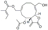 (E)-2-Methyl-2-butenoic acid [[(3aR,4R,6Z,10E,11aR)-4-acetoxy-2,3,3a,4,5,8,9,11a-octahydro-10-hydroxymethyl-3-methylene-2-oxocyclodeca[b]furan-6-yl]methyl] ester 구조식 이미지