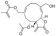 2-Methylpropenoic acid [[(3aR,4R,6Z,10E,11aR)-4-acetoxy-2,3,3a,4,5,8,9,11a-octahydro-10-hydroxymethyl-3-methylene-2-oxocyclodeca[b]furan-6-yl]methyl] ester 구조식 이미지