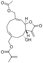 2-Methylpropenoic acid [[(3aR,4R,6Z,10Z,11aR)-10-acetoxymethyl-2,3,3a,4,5,8,9,11a-octahydro-4-hydroxy-3-methylene-2-oxocyclodeca[b]furan-6-yl]methyl] ester 구조식 이미지