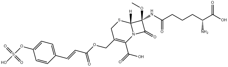 (6R,7S)-7α-[[(R)-5-Amino-5-carboxy-1-oxopentyl]amino]-7-methoxy-8-oxo-3-[[[(E)-1-oxo-3-[4-(sulfooxy)phenyl]-2-propenyl]oxy]methyl]-5-thia-1-azabicyclo[4.2.0]oct-2-ene-2-carboxylic acid Structure