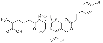 (6R,7S)-7α-[[(R)-5-Amino-5-carboxy-1-oxopentyl]amino]-3-[[[(E)-3-(4-hydroxyphenyl)-1-oxo-2-propenyl]oxy]methyl]-7-methoxy-8-oxo-5-thia-1-azabicyclo[4.2.0]oct-2-ene-2-carboxylic acid Structure