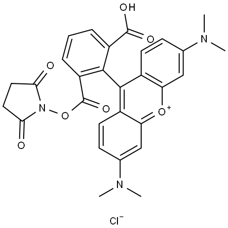 5(6)-CARBOXYTETRAMETHYLRHODAMINE N-SUCCINIMIDYL ESTER Structure