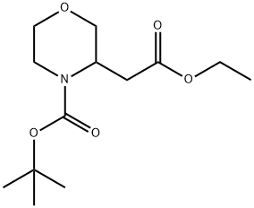 tert-부틸3-(2-에톡시-2-옥소에틸)모르폴린-4-카복실레이트 구조식 이미지