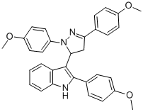 1H-Indole, 3-(1,3-bis(4-methoxyphenyl)-4,5-dihydro-1H-pyrazol-5-yl)-2- (4-methoxyphenyl)- Structure