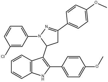 1H-Indole, 3-(1-(3-chlorophenyl)-4,5-dihydro-3-(4-methoxyphenyl)-1H-py razol-5-yl)-2-(4-methoxyphenyl)- 구조식 이미지