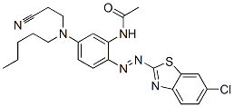 N-[2-[(6-chlorobenzothiazol-2-yl)azo]-5-[(2-cyanoethyl)pentylamino]phenyl]acetamide 구조식 이미지