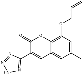2H-1-Benzopyran-2-one, 6-methyl-8-(2-propenyloxy)-3-(1H-tetrazol-5-yl) - 구조식 이미지