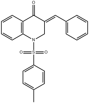 (E)-1-((4-Methylphenyl)sulfonyl)-3-(phenylmethylene)-2,3-dihydro-4(1H) -quinolinone Structure