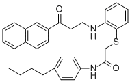 N-(4-BUTYLPHENYL)-2-[(2-([3-(2-NAPHTHYL)-3-OXOPROPYL]AMINO)PHENYL)SULFANYL]ACETAMIDE 구조식 이미지