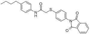 N-(4-BUTYLPHENYL)-2-([4-(1,3-DIOXO-1,3-DIHYDRO-2H-ISOINDOL-2-YL)PHENYL]SULFANYL)ACETAMIDE 구조식 이미지