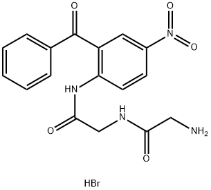 N-(2-벤조일-4-니트로페닐)-글리실-글리신아미드히드로브로마이드수화물(2:2:1) 구조식 이미지