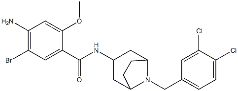 Benzamide, 4-amino-5-bromo-N-(8-((3,4-dichlorophenyl)methyl)-8-azabicy clo(3.2.1)oct-3-yl)-2-methoxy-, exo- 구조식 이미지