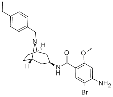 Benzamide, 4-amino-5-bromo-N-(8-((4-ethylphenyl)methyl)-8-azabicyclo(3 .2.1)oct-3-yl)-2-methoxy-, exo- 구조식 이미지