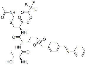 2-[[[4-(phenylazo)phenyl]methyl]sulphonyl]ethyl S-(acetamidomethyl)-N-(N-L-threonyl-L-seryl)-L-cysteinate, mono(perfluoroacetate)  Structure