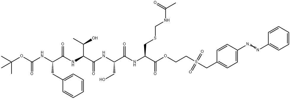 2-[[[4-(페닐아조)페닐]메틸]술포닐]에틸S-(아세트아미도메틸)-N-[N-[N-[N-(tert-부톡시카르보닐)-3-페닐-L-알라닐]-L-트레오닐]-L-세릴]-L-시스테네이트 구조식 이미지