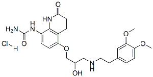 [5-[3-[2-(3,4-dimethoxyphenyl)ethylamino]-2-hydroxy-propoxy]-2-oxo-3,4 -dihydro-1H-quinolin-8-yl]urea hydrochloride Structure