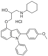 1-(Cyclohexylamino)-3-((2-(4-methoxyphenyl)-1-phenyl-1H-indol-4-yl)oxy )-2-propanol HCl Structure