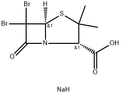 sodium (2S-cis)-6,6-dibromo-3,3-dimethyl-7-oxo-4-thia-1-azabicyclo[3.2.0]heptane-2-carboxylate  구조식 이미지