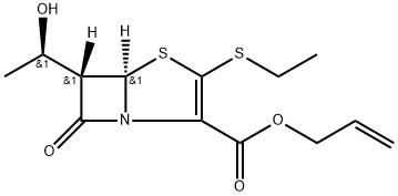 allyl [5R-[5alpha,6alpha(R*)]]-3-(ethylthio)-6-(1-hydroxyethyl)-7-oxo-4-thia-1-azabicyclo[3.2.0]hept-2-ene-2-carboxylate 구조식 이미지