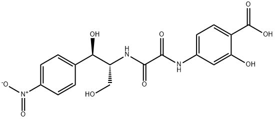 4-[[[(1R,2R)-1,3-dihydroxy-1-(4-nitrophenyl)propan-2-yl]carbamoylformy l]amino]-2-hydroxy-benzoic acid 구조식 이미지