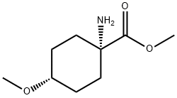 Cyclohexanecarboxylic acid, 1-amino-4-methoxy-, methyl ester, trans- (9CI) Structure