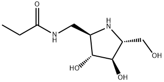 Propanamide, N-[[(2R,3R,4R,5R)-3,4-dihydroxy-5-(hydroxymethyl)-2-pyrrolidinyl]methyl]- (9CI) Structure