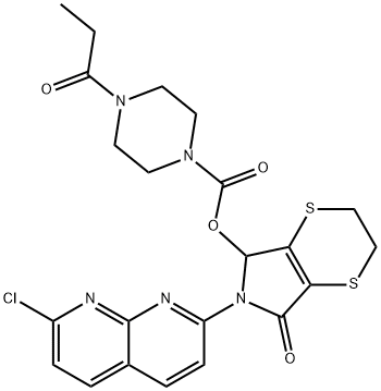 6-(7-chloro-1,8-naphthyridin-2-yl)-2,3,6,7-tetrahydro-7-oxo-5H-1,4-dithiino[2,3-c]pyrrol-5-yl 4-propionylpiperazine-1-carboxylate 구조식 이미지