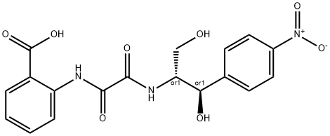 2-[[[(1R,2R)-1,3-dihydroxy-1-(4-nitrophenyl)propan-2-yl]carbamoylformy l]amino]benzoic acid 구조식 이미지