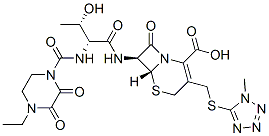 (6R,7S)-7-[[(2R,3S)-2-(4-Ethyl-2,3-dioxo-1-piperazinylcarbonylamino)-3-hydroxybutyryl]amino]-3-[[(1-methyl-1H-tetrazol-5-yl)thio]methyl]-8-oxo-5-thia-1-azabicyclo[4.2.0]oct-2-ene-2-carboxylic acid Structure