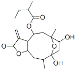 2-Methylbutanoic acid [dodecahydro-7,9-dihydroxy-6,10-dimethyl-3-methylene-2-oxo-6,9-epoxycyclodeca[b]furan-4-yl] ester 구조식 이미지
