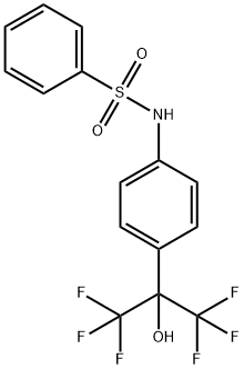 N-[4-(1,1,1,3,3,3-Hexafluoro-2-hydroxypropan-2-yl)phenyl]benzenesulfonamide 구조식 이미지