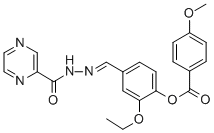 2-ETHOXY-4-(2-(2-PYRAZINYLCARBONYL)CARBOHYDRAZONOYL)PHENYL 4-METHOXYBENZOATE 구조식 이미지