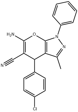 6-AMINO-4-(4-CHLORO-PHENYL)-3-METHYL-1-PHENYL-1,4-DIHYDRO-PYRANO[2,3-C]PYRAZOLE-5-CARBONITRILE Structure