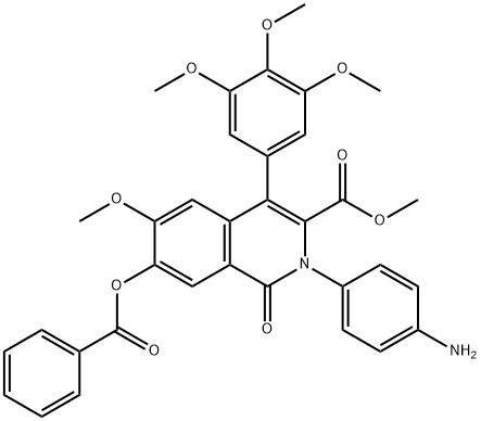 3-Isoquinolinecarboxylic  acid,  2-(4-aminophenyl)-7-(benzoyloxy)-1,2-dihydro-6-methoxy-1-oxo-4-(3,4,5-trimethoxyphenyl)-,  methyl  ester 구조식 이미지