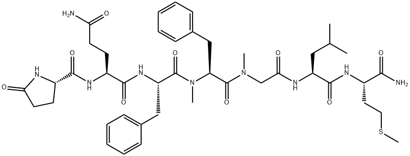 PYR-GLN-PHE-N-ME-PHE-SAR-LEU-MET-NH2 Structure