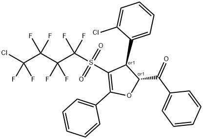 ((2S,3R)-4-(4-CHLORO-1,1,2,2,3,3,4,4-OCTAFLUOROBUTYLSULFONYL)-3-(2-CHLOROPHENYL)-5-PHENYL-2,3-DIHYDROFURAN-2-YL)(PHENYL)METHANONE 구조식 이미지