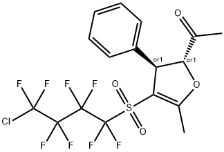 1-((2S,3R)-4-(4-CHLORO-1,1,2,2,3,3,4,4-OCTAFLUOROBUTYLSULFONYL)-5-METHYL-3-PHENYL-2,3-DIHYDROFURAN-2-YL)ETHANONE 구조식 이미지