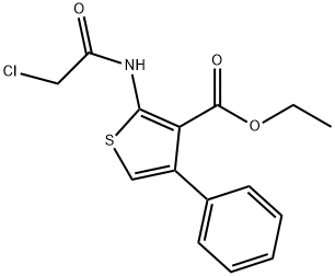 2-(2-CHLORO-ACETYLAMINO)-4-PHENYL-THIOPHENE-3-카르복실산에틸에스테르 구조식 이미지