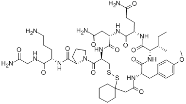 BETA-MERCAPTO-BETA,BETA-CYCLOPENTAMETHYLENE-PROPIONYL-TYR(ME)-ILE-GLN-ASN-CYS-PRO-ORN-GLY-NH2 Structure