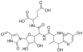 2-[[2-[[2-amino-4-hydroxy-4-(5-hydroxypyridin-2-yl)-3-methyl-butanoyl] amino]-2-[5-(4-formyl-2-oxo-3H-imidazol-1-yl)-3,4-dihydroxy-oxolan-2-y l]acetyl]amino]pentanedioic acid Structure