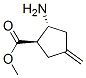 Cyclopentanecarboxylic acid, 2-amino-4-methylene-, methyl ester, trans- (9CI) Structure