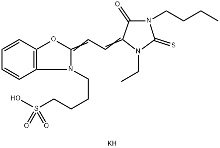 3-BUTYL-1-ETHYL-5-[2-(3-SULFOBUTYL-BENZO[1,3]OXAZOLIN-2-YLIDENE)-ETHYLIDENE]-2-THIOXO-IMIDAZOLIDIN-4-ONE POTASSIUM SALT Structure