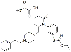 N-(2-에톡시벤조티아졸-6-일)-N-[1-(4-페네틸피페라진-1-일)프로판-2-일]프로판아미드,옥살산 구조식 이미지