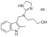 1-Propanol, 3-(N-(2-imidazolin-2-yl)-N-(2-methyl-3-indolylmethyl)amino )-, hydriodide Structure