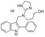 1-Propanol, 3-((4,5-dihydro-1H-imidazol-2-yl)((2-phenyl-1H-indol-3-yl) methyl)amino)-, monohydroiodide Structure