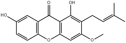 1,7-Dihydroxy-3-methoxy-2-prenylxanthone 구조식 이미지