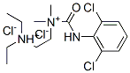 2-[(2,6-dichlorophenyl)carbamoylmethyl-methyl-ammonio]ethyl-diethyl-az anium dichloride Structure